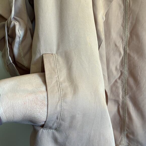 Lulus Lucky Break Beige Oversized Jacket Size S Draped Tencel Pockets Roll Tab - Picture 5 of 5